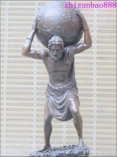   Greece Myths ART Bronze Marble Archimedes back Globe astrology statue