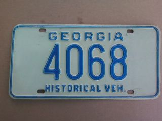 Georgia Permanent Antique Hobby Old Car License Plate Tag 1900 1965 