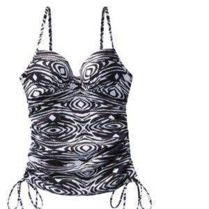 Assets by Sara Blakely Push Up Tankini Swimsuit TOP NEW Zebra Print 