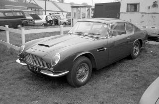 Black White Photo 1960s Aston Martin DB6 MKII Vantage Reg Number DLT 