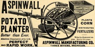 1890 Ad Aspinwall Potato Corn Planter Fertilizer Spread Agriculture 