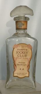 Labeled Jockey Club Perfume Bottle Ornate Glass Stopper 1890s