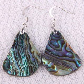 Natural Zealand Abalone Shell Art Dangle Earrings U036