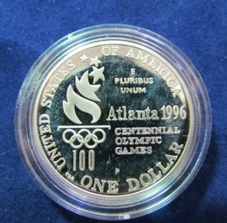 1996 P Silver Commemorative $ Atlanta Paralympics Wheelchair Proof 