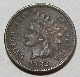 1882 Indian Head Cent Strong Full Liberty Nice Date D