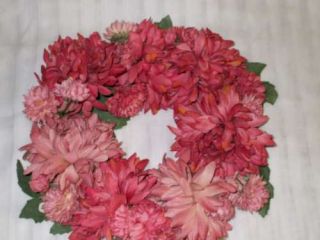 Melon Pink Fall Mums Silk Flowers Candle Ring F905