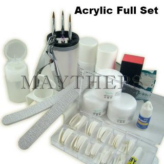 Acrylic Nail Art Professional Full Kit Set Powder Tips