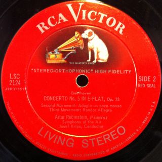 Living Stereo SD 1s RUBINSTEIN beethoven no 5 emperor LP VG+ LSC 2124 