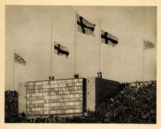 1936 Olympics Finland Flag Medal Ceremony Riefenstahl Original 