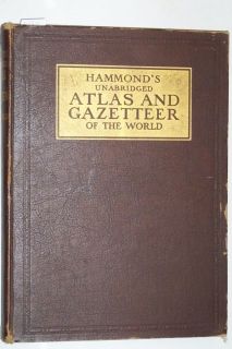 Hammonds Unabridged Atlas and Gazetteer of The World 1924 School 