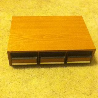 Cassette Tape Storage Case with Drawers 42 Tape Capacity Wood Grain 