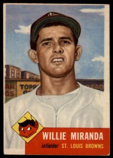 1953 Topps # 278 Willie Miranda   Deans Cards 5 EX   B53T 00 2056