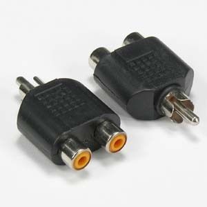   to Dual Two RCA Female Audio Splitter Adapter Lot of 2 Adapters