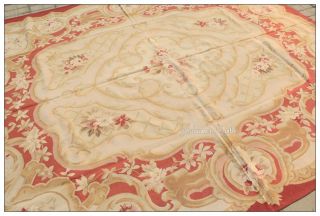 9x12 Aubusson Area Rug Pink Roses Light Blue Background Wool French 