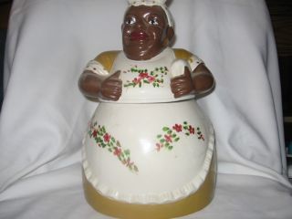 Collectible Black Americana Mammy Cookie Jar Gold Cream Aunt Jemima 
