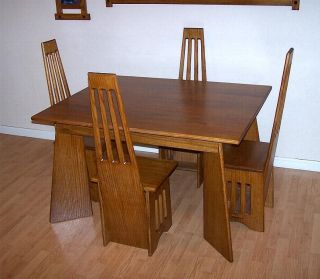 arts crafts mission quarter sawn oak table chair dining room set