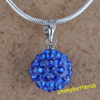 Austrian Blue Crystal Pave Disco Ball Beads Necklace Pendants Charms 