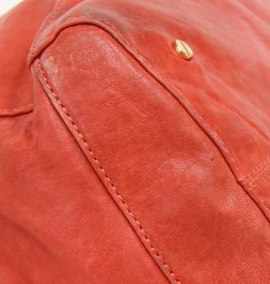 Tory Burch Audra Dark Red Leather Large Satchel Shopper Handbag Purse 