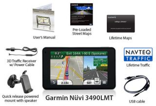  Nuvi 3490LMT 4 3 GPS Vehicle Navigation System w Lifetime Traffic 