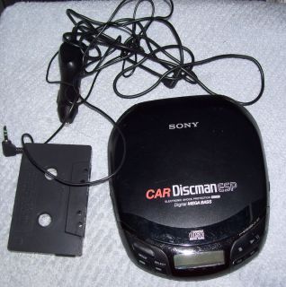 SONY D 835K CAR WALKMAN PLAYER WITH CASSETTE POWER ADAPTERS USED