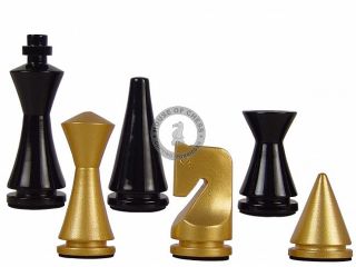 Artistic Modern Pyramid Wood Chess Set Pieces Gold Black 3 2 Extra 