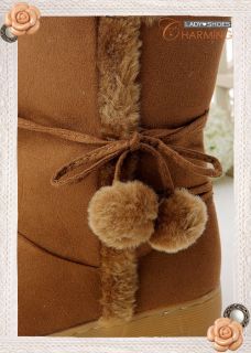 Womens Australian Fluffy Balls Faux Sheepskin Boots  