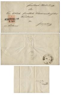 Austria stamped folded cover sent inland, 1852.