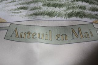 Authentic Hermes Scarf  Auteuil En Mai 100 Silk Made in France w Box 