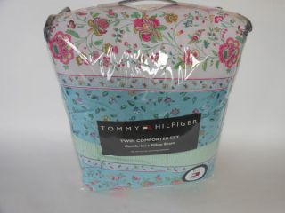 Tommy Hilfiger Emma Floral 3pc Comforter Set Twin XL Teal Pink Dorm 