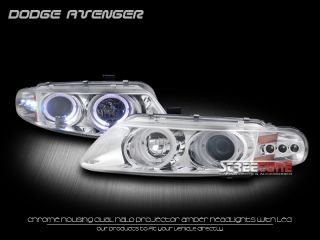   LED Halo Rim Projector Headlights 97 00 Avenger Sebring Coupe