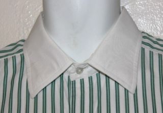 Turnbull ASSER White Green Stripe Dress Shirt French Cuff 16 5 Mint 