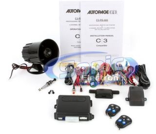 AutoPage C3 RS 665 3 Channel Vehicle Security System w/ Car Alarm 