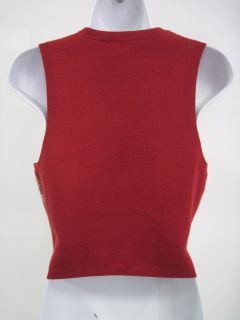 autumn cashmere red plaid button front vest sz s