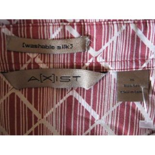 Mens AXIST 100% Washable Silk Red MOD PRINT Lounge Bar Hopping Shirt 