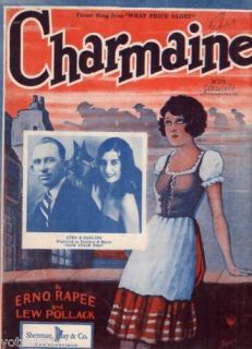 Charmaine Ates Darling w Dog 1927 Vintage Sheet Music 2nd Version 