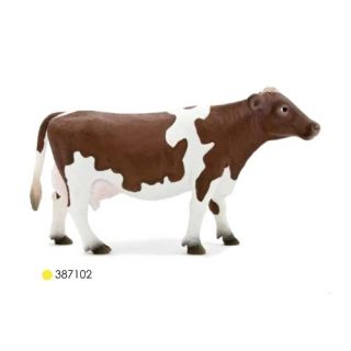 Mojo Collectible Animals AYRSHIRE COW Plastic Female Red Holstein 