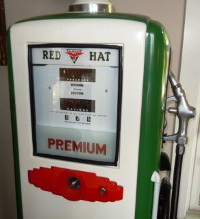 Vintage Tri Star Red Hat Gasonline Gas Station Pump with Globe NJ 