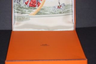 Authentic Hermes Scarf  Auteuil En Mai 100 Silk Made in France w Box 