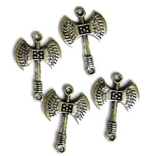 Silver Plated Medieval Axe Charms AX Axes