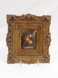 Vintage (Early 1900s) Italian Miniature Floral Oil Painting by Tara 