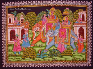 Elephants Procession Sequin Wall Hanging Tapestry India