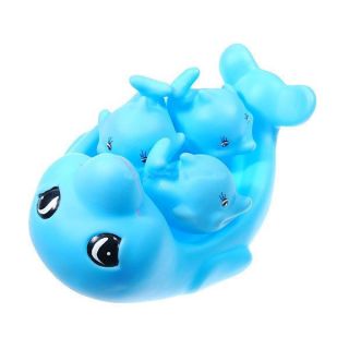 4pcs Baby Bath Fun Dolphin Toy Rubber Bathtub Toys