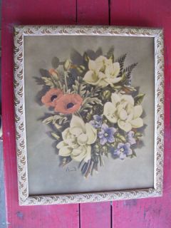 Beautiful Vintage Framed 1944 Averill Floral Print