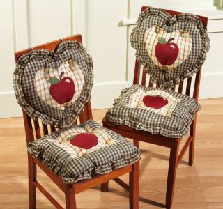 Pc. Country Plaid Checker Apple Heart Kitchen Chair Cushions