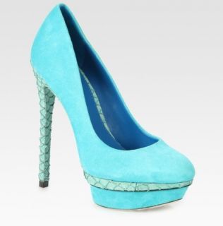 100% AUTHENTIC B BRIAN ATWOOD FONTANNE TURQUOISE SUEDE AND SNAKESKIN 
