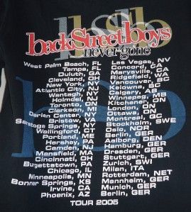 Backstreet Boys Black 2005 Never Gone Concert T Shirt Size Small