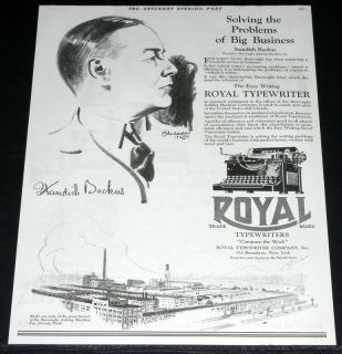 1925 Old Magazine Print Ad Royal Typewriters Standish Backus