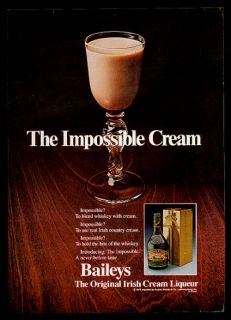 1979 Baileys Irish Cream Liqueur Bottle Glass Photo Vintage Print Ad 
