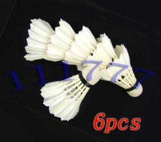 6pcs White GOOSE Feather Shuttlecocks Badminton Set
