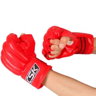 New CSK PU Punching Bag Training Muay Thai MMA Boxing Gloves 6oz Red 